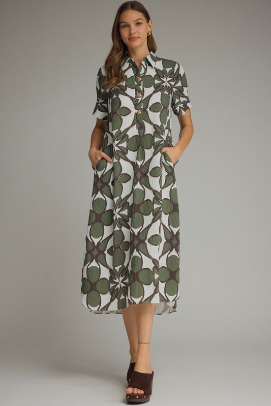 "Doll" Printed midi Shirt Dress