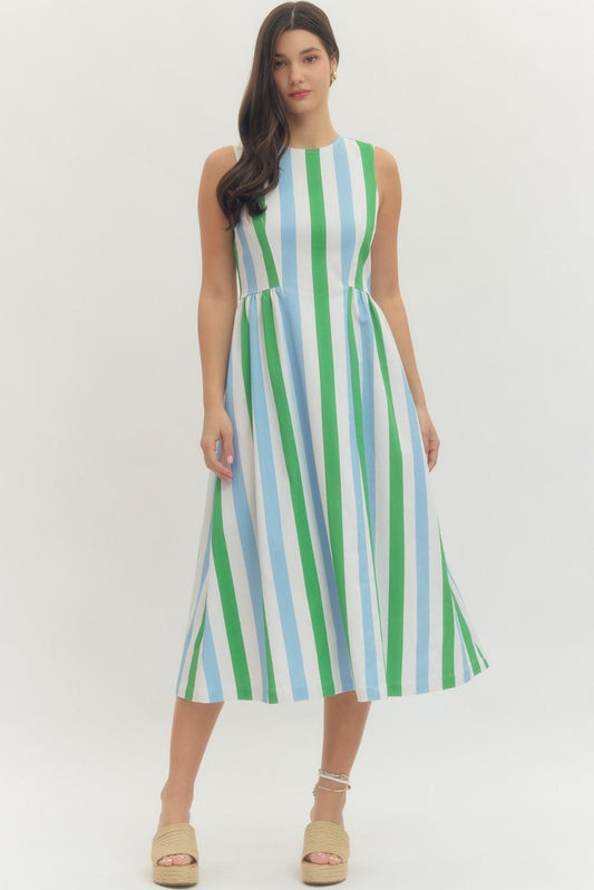 "Courtney" Striped Midi Dress