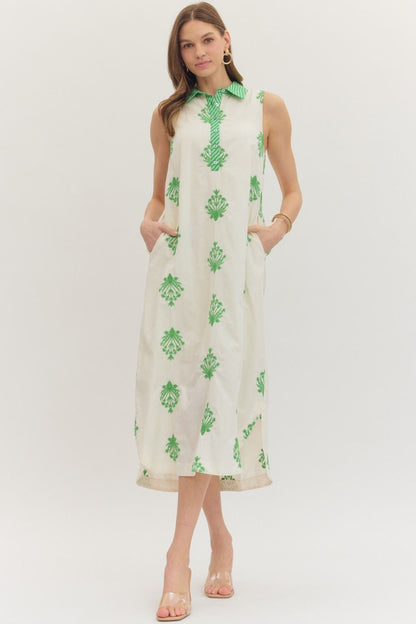 "Betsy" Botanical Embroidered Midi Dress (multiple colors)