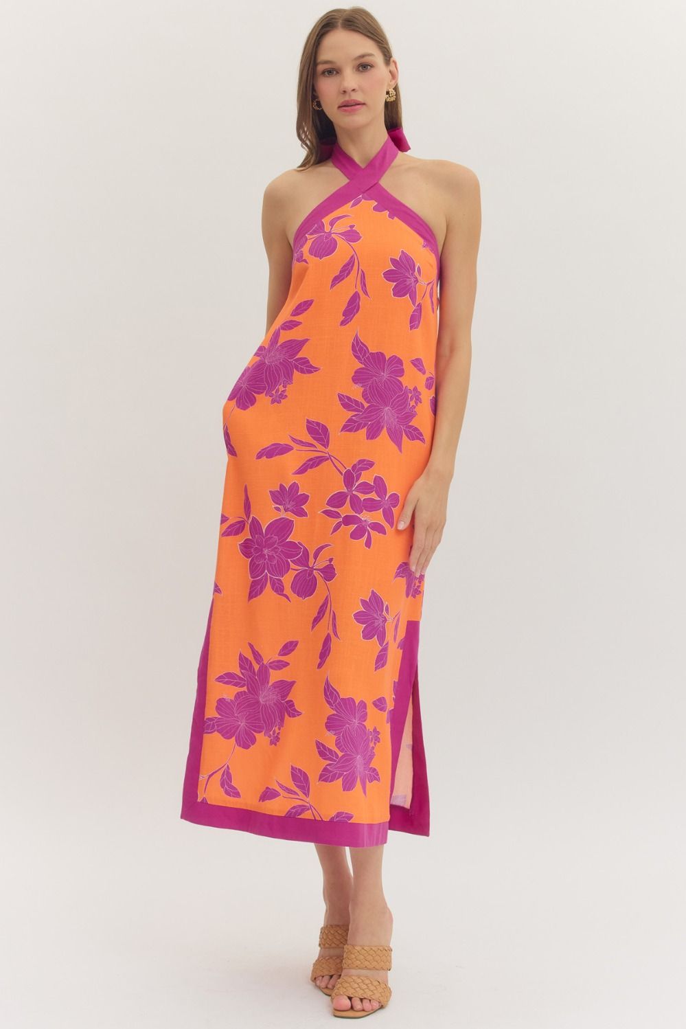 "Grace" Floral Halter Midi Dress