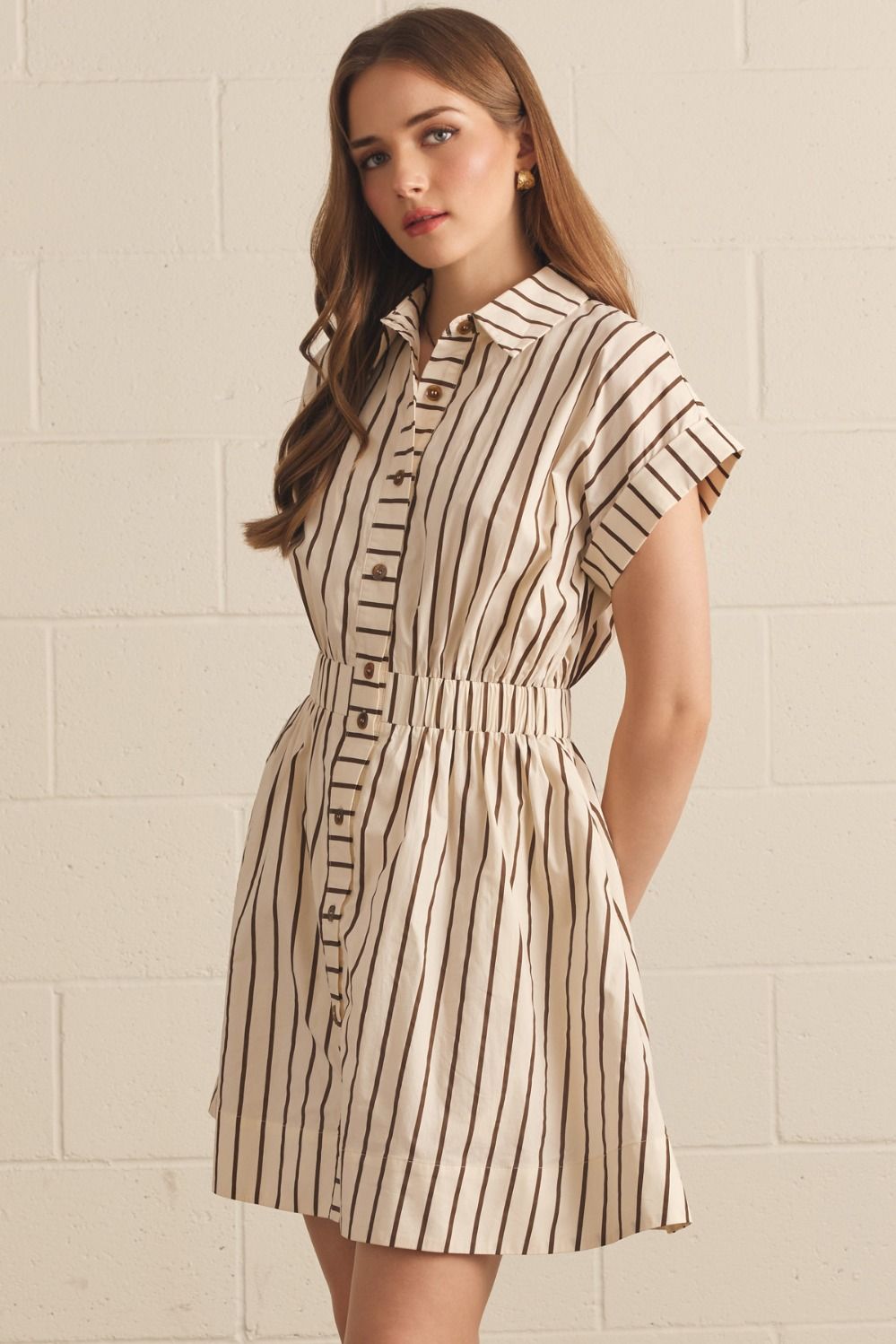 "Winnie" Striped Button Up Mini Dress