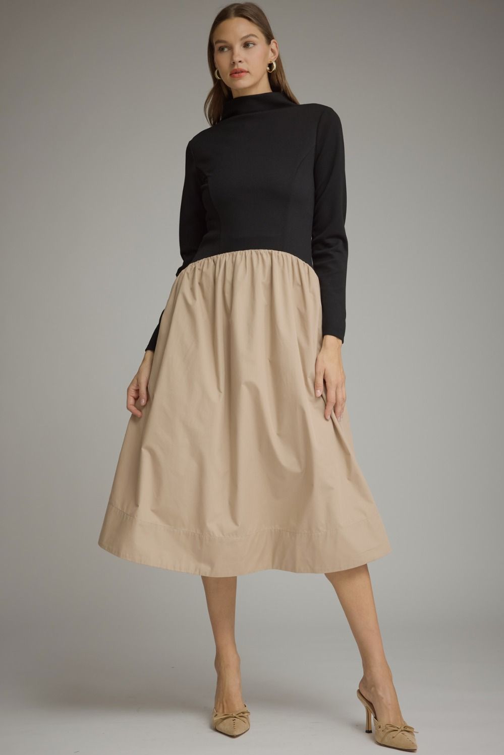 "LeeAnn" Long Sleeve Mock Neck Dress
