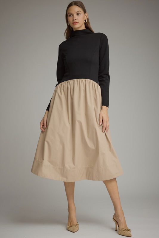 "LeeAnn" Long Sleeve Mock Neck Dress