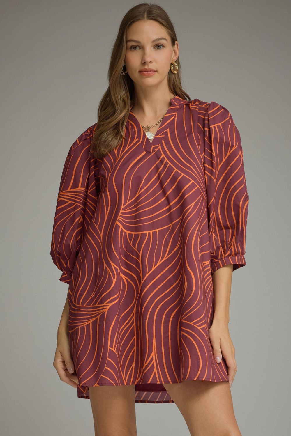 "Mallory" 3/4 Sleeve Mini Dress