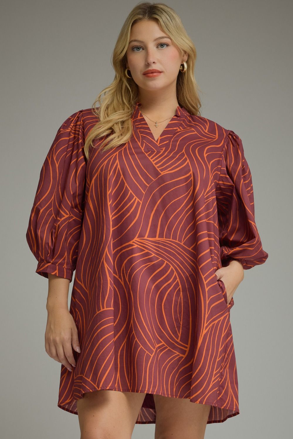 "Mallory" 3/4 Sleeve Mini Dress