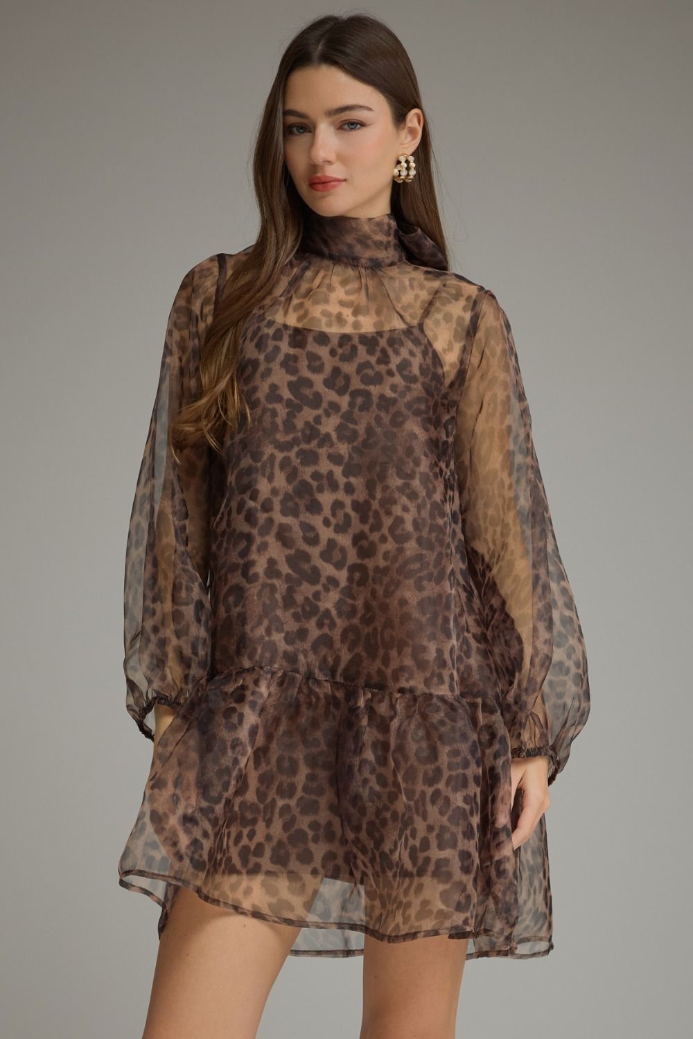 "Ash" Leopard Sheer Mini Dress