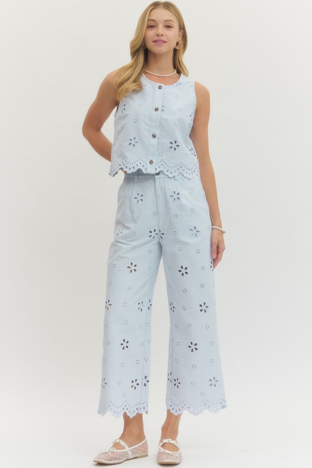 "Ruth" Eyelet Detail Bottoms