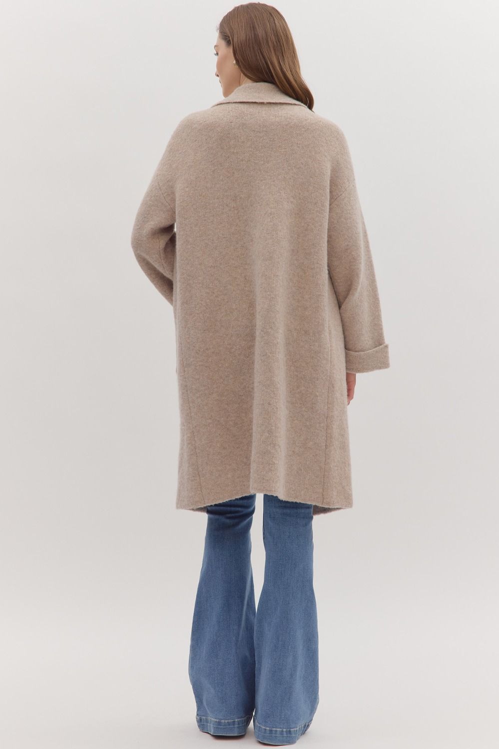 "Stacy" Oatmeal Open Front Long Coat