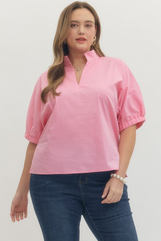 "Jaylee" V-Neck Short Sleeve Curvy Top