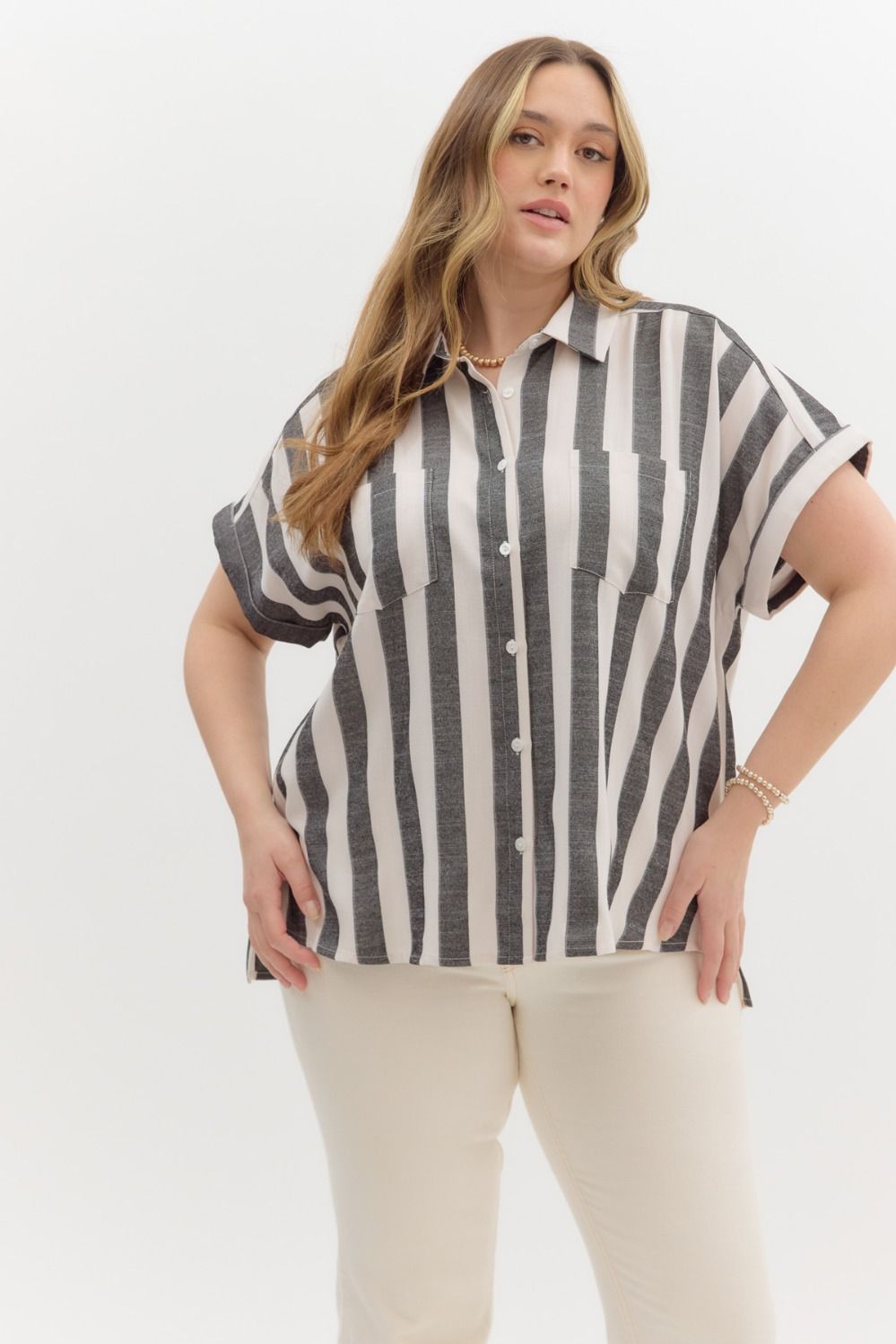 "Jane" Striped Button Up