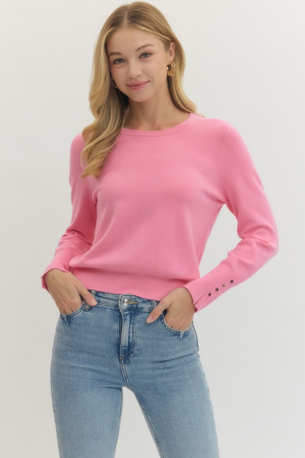 "Studded" Long Sleeve Banded Top (multiple colors)
