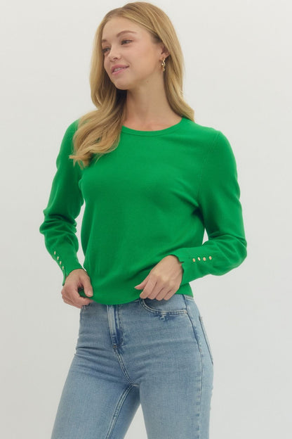 "Studded" Long Sleeve Banded Top (multiple colors)