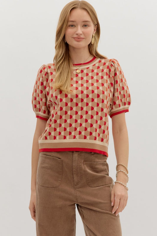 "Autumn" Abstract Puff Sleeve Sweater
