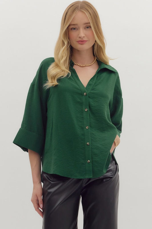 "Gale" 3/4 Button Up Top (multiple colors)