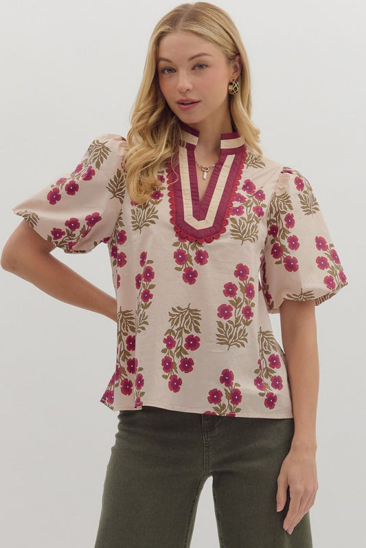 "Jo" Floral V Neck Top