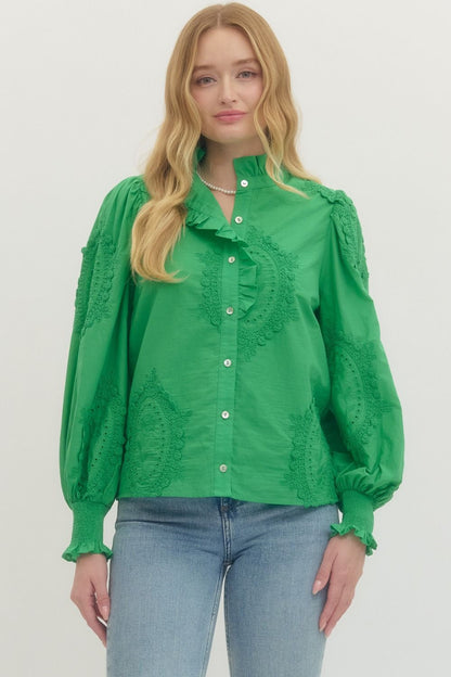 "Parker" Button Up Ruffle Collar