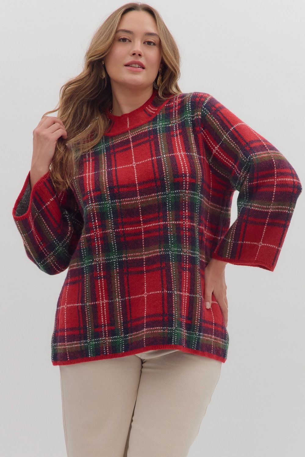 "Raleigh" fuzzy plaid sweater (multiple colors)