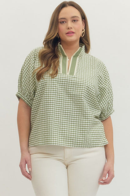 "Priya" Curvy Gingham Top
