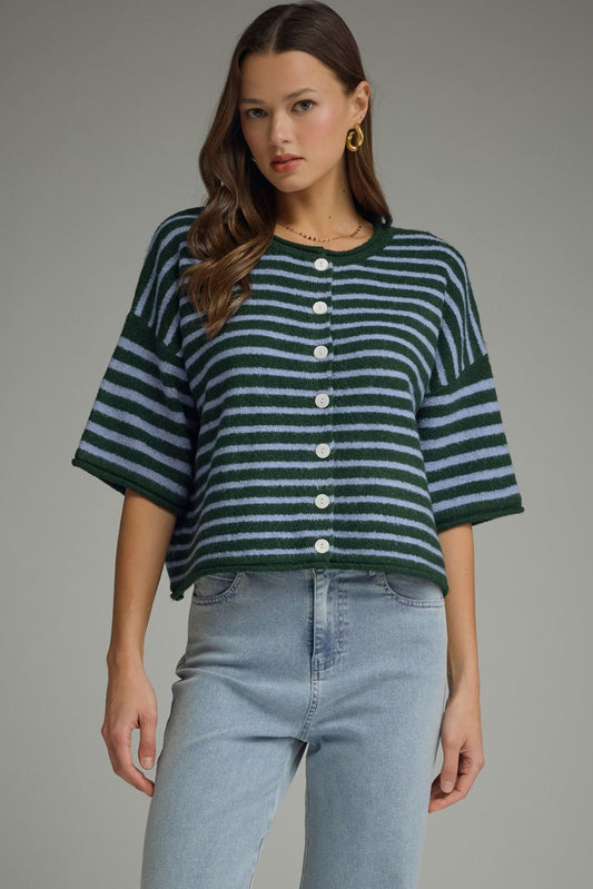 "Madelyn" Striped Button Top (multiple colors)