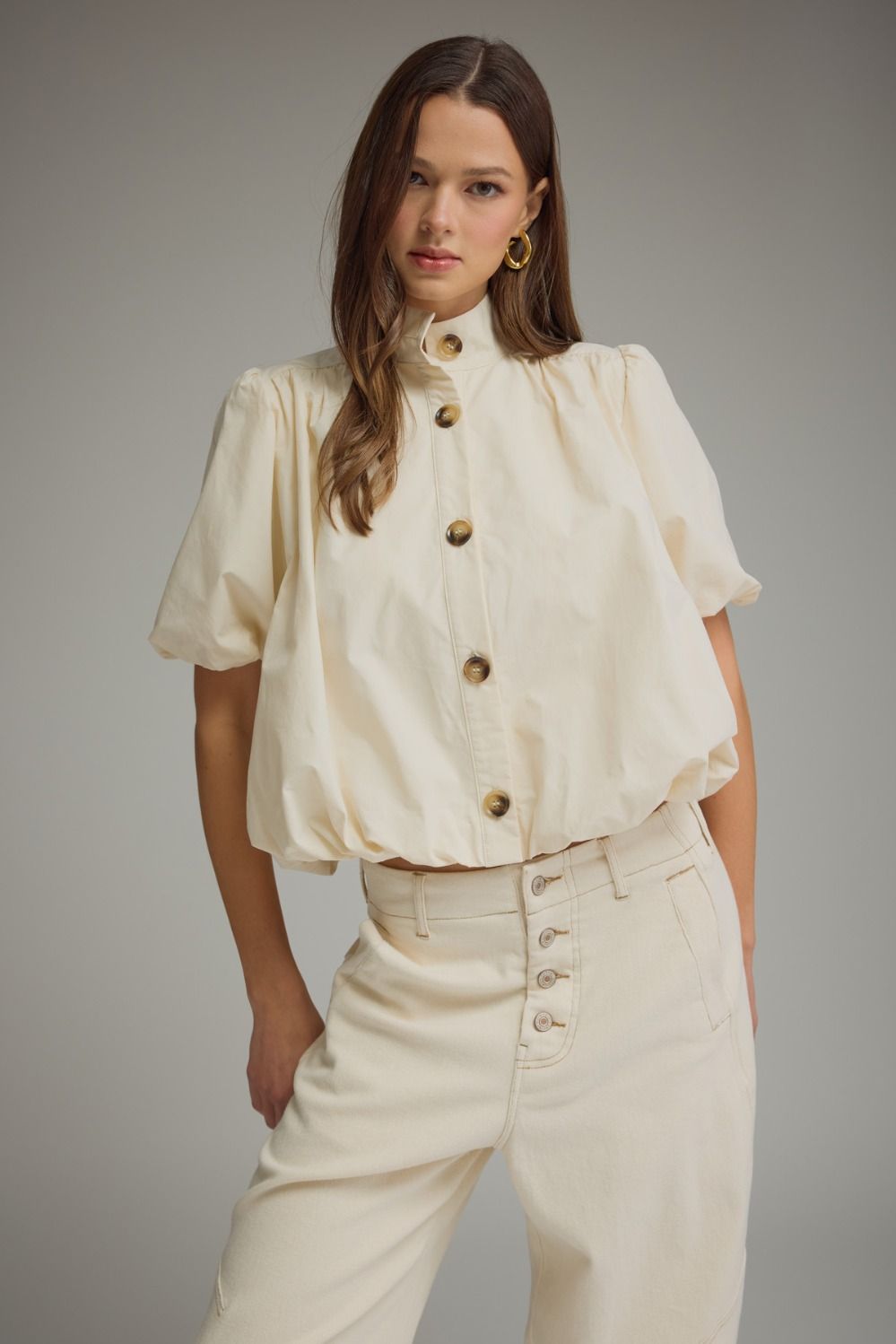 "Bekka" Button-Up Bubble Top (Multiple Colors)