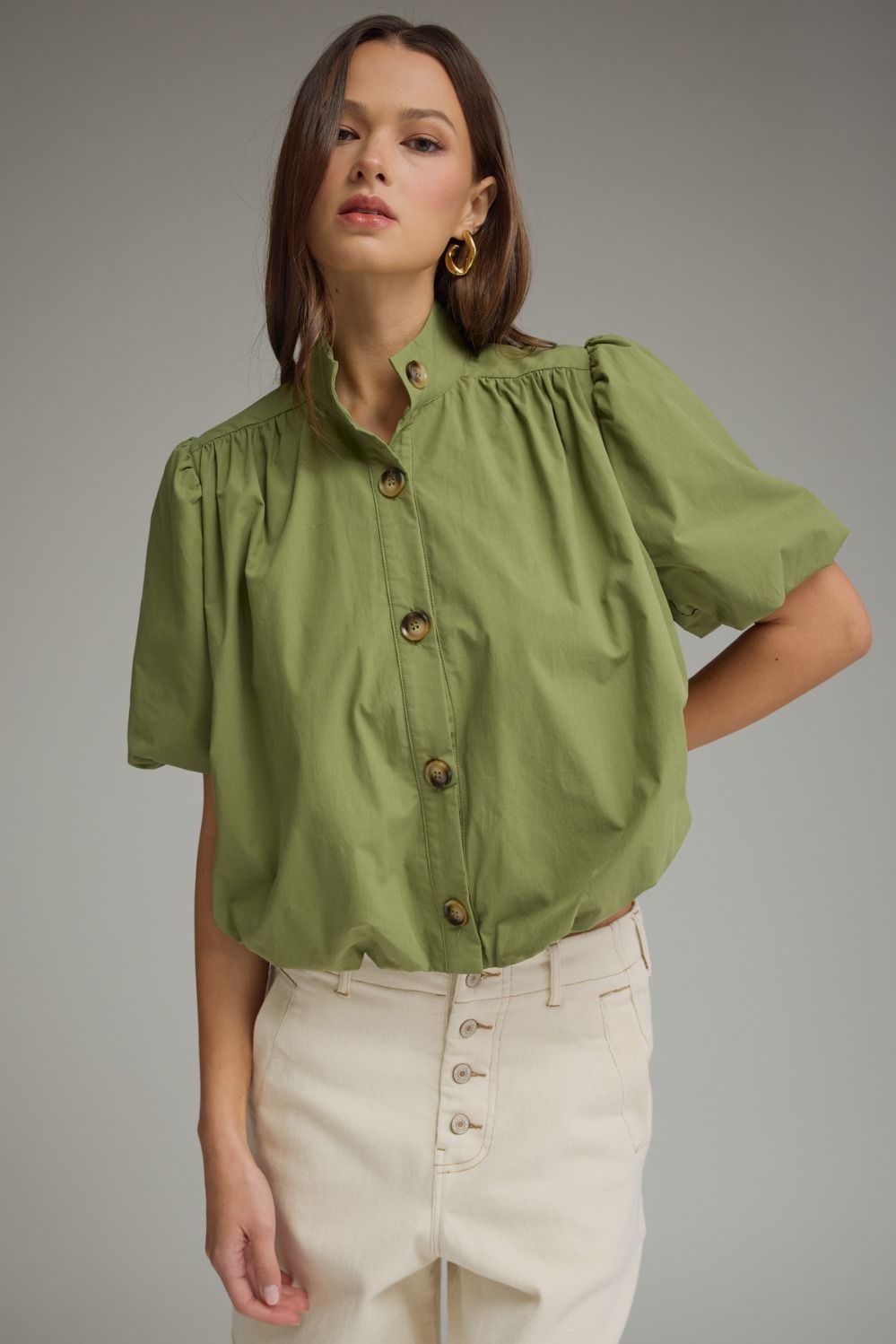 "Bekka" Button-Up Bubble Top (Multiple Colors)