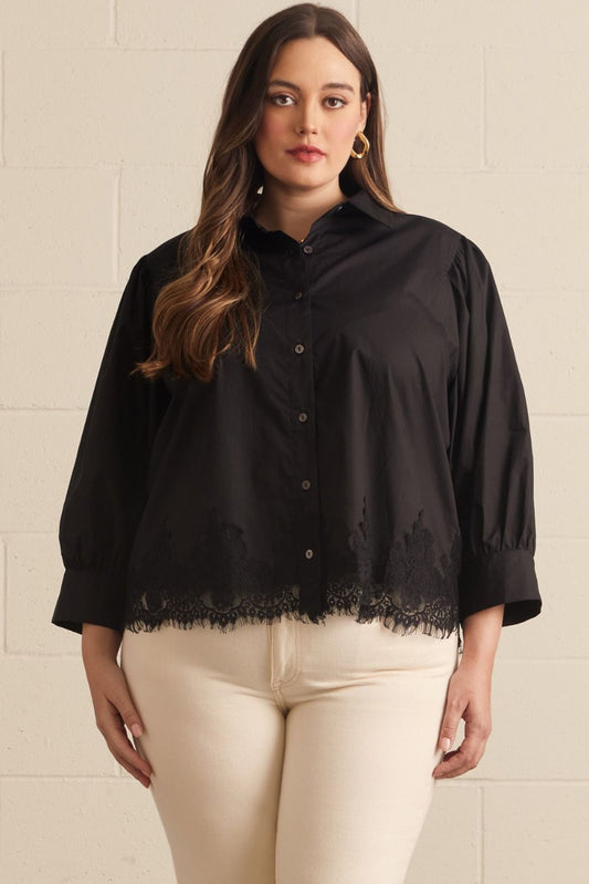 "Kari" Lace Hem Curvy Top