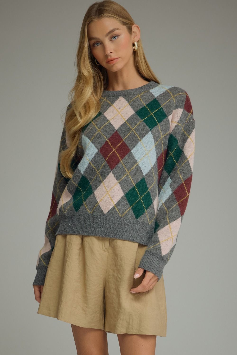 "Tessa" Argyle Sweater