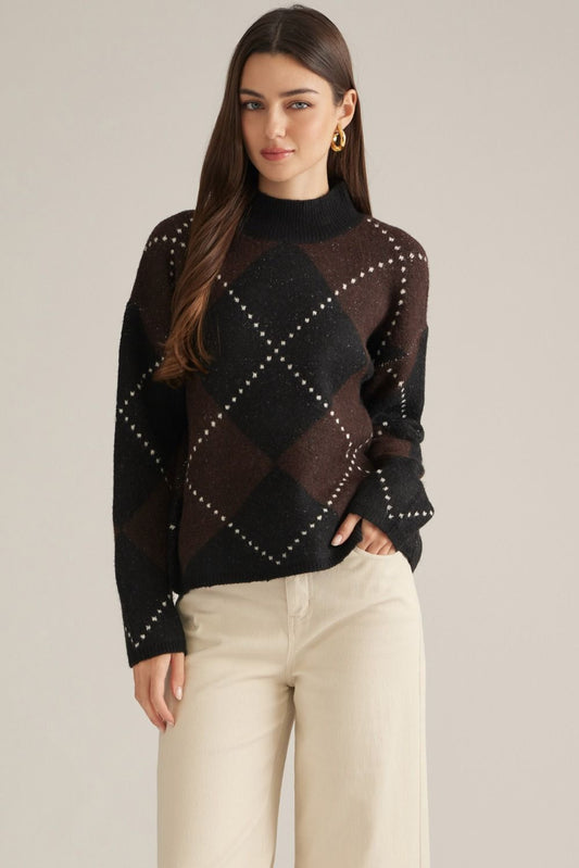 "Beth" Long Sleeve Argyle Seater