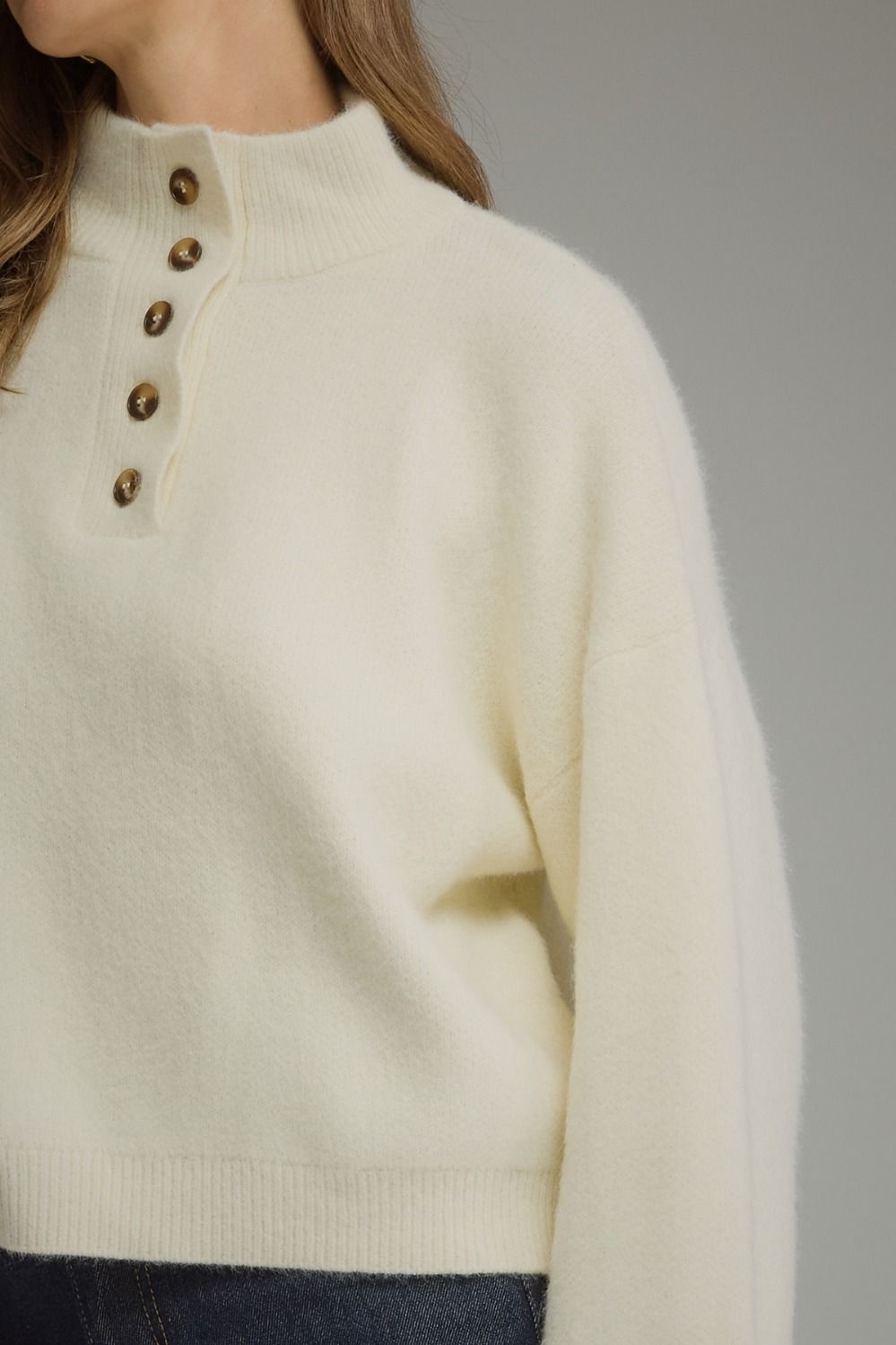 "Jingle Jingle" Balloon Sleeve Button Detail Sweater