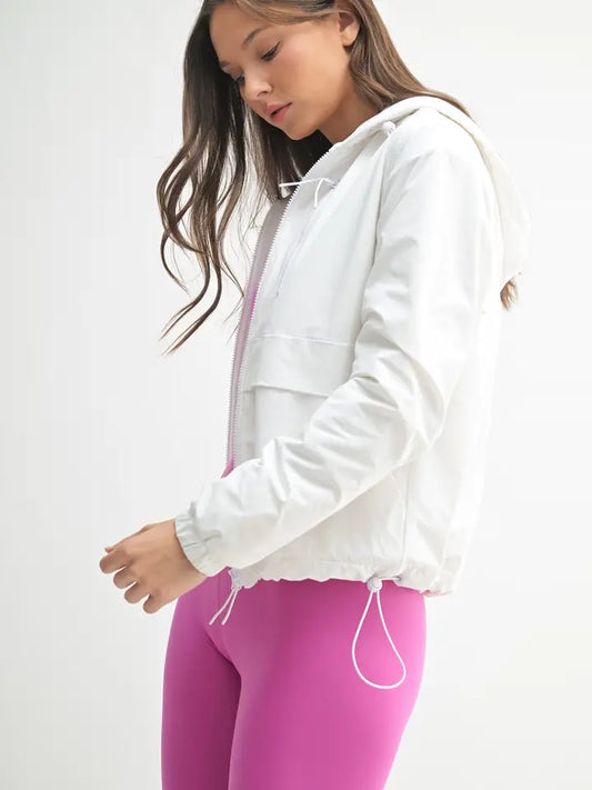 MONO B Water Resistant Fleeced- LIned Active Jacket (white)