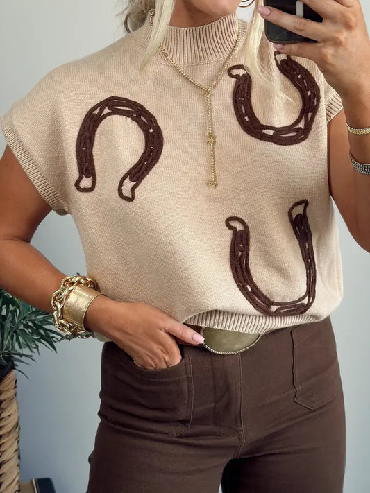 "Lucky Me" Horse Shoe Sleeveless Sweater