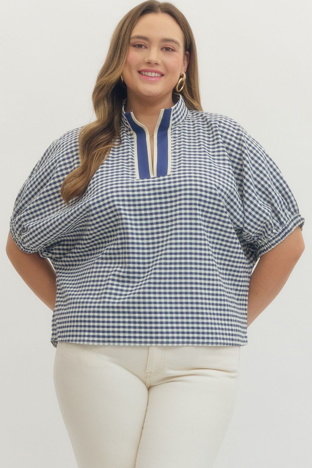 "Priya" Curvy Gingham Top