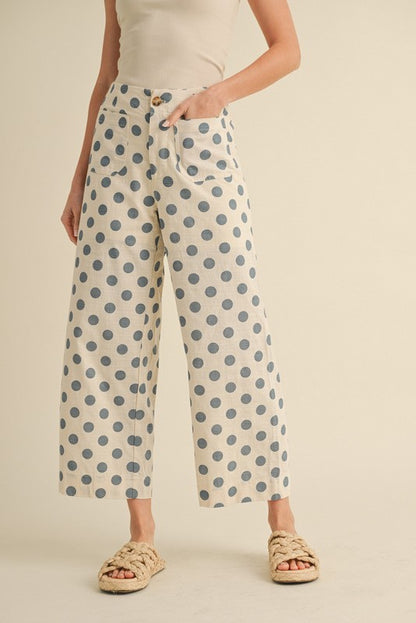 Polka Dot Print Plus Wide Pants