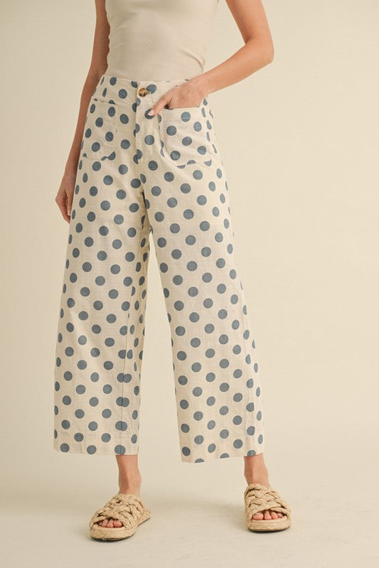 Polka Dot Print Plus Wide Pants
