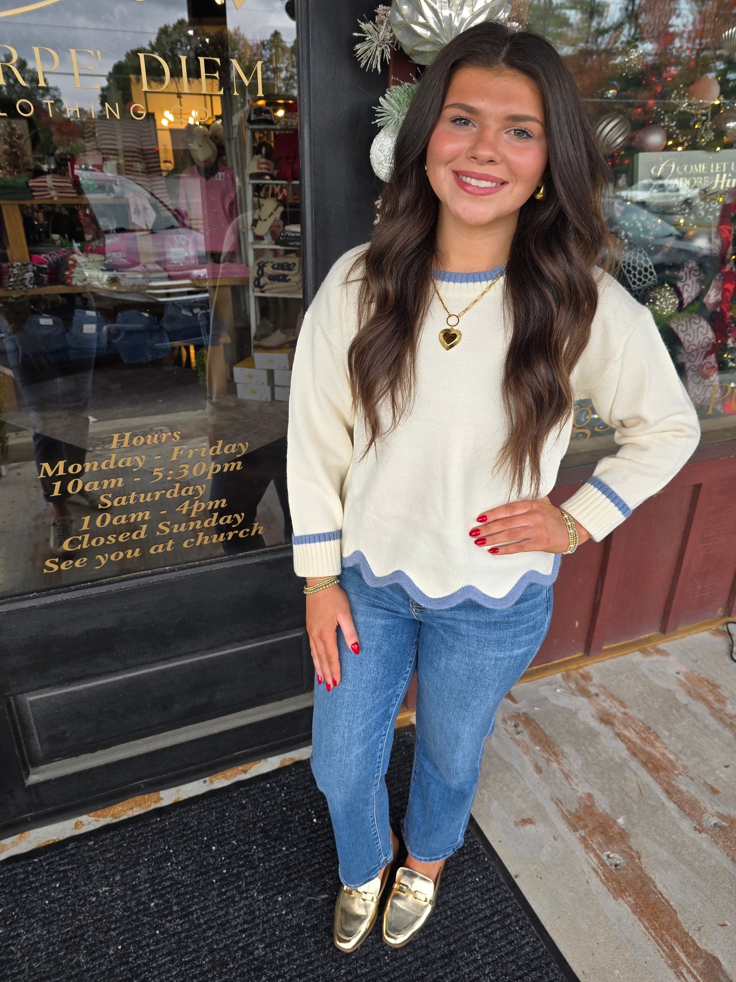 "Nora" Scalloped Sweater