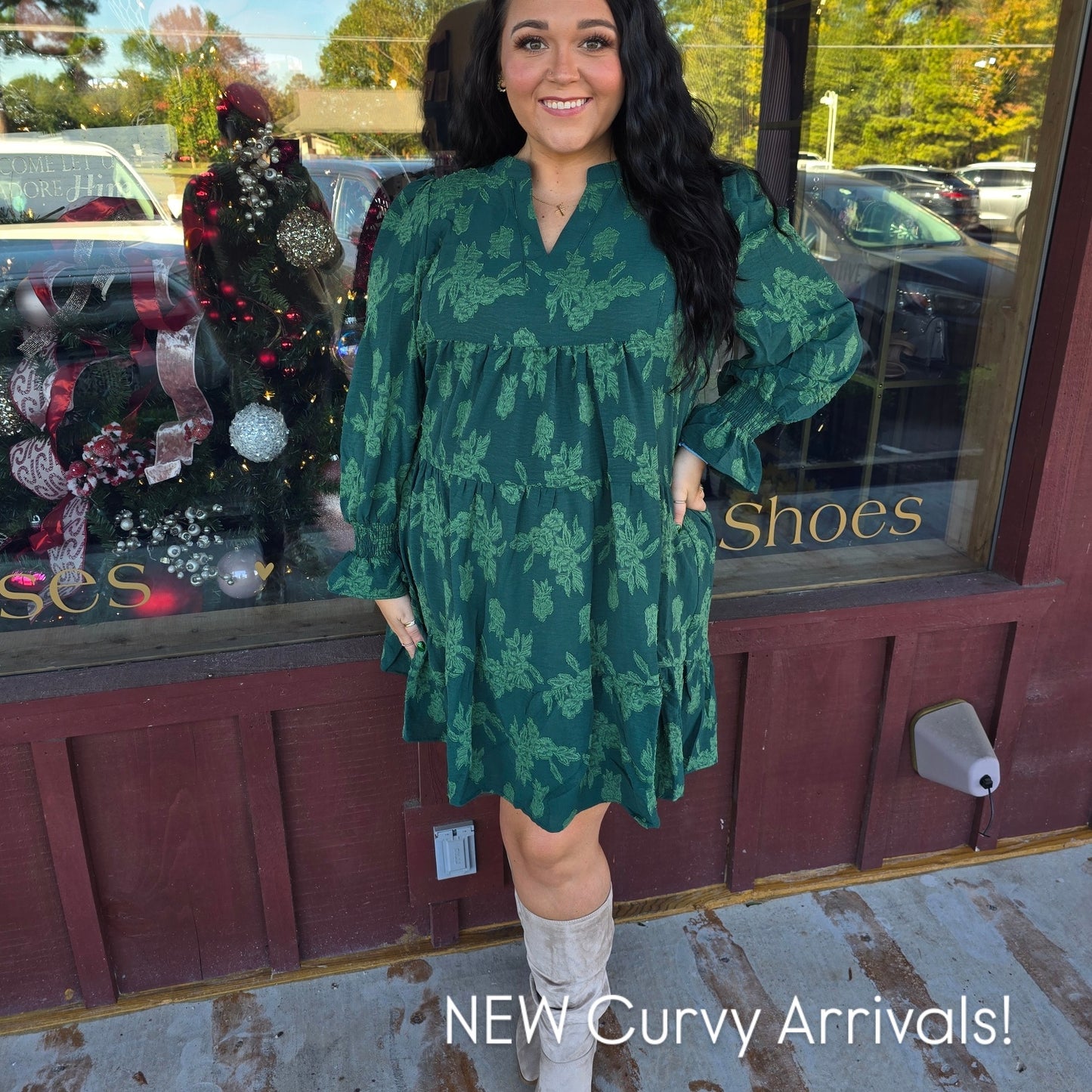 "Autumn Days" Curvy 3/4 Sleeve Dress