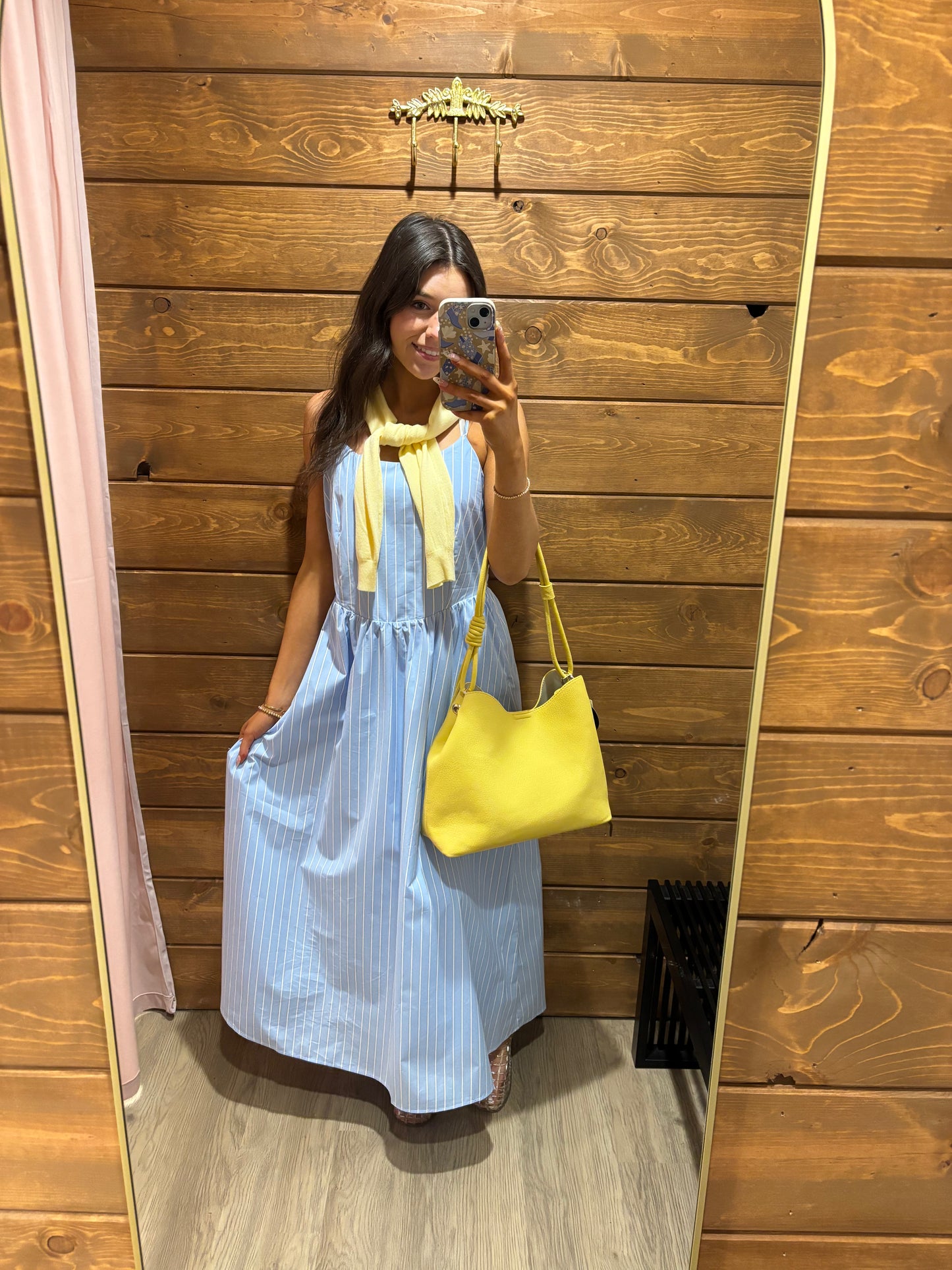 "Marie" Striped Sleeveless Midi Dress
