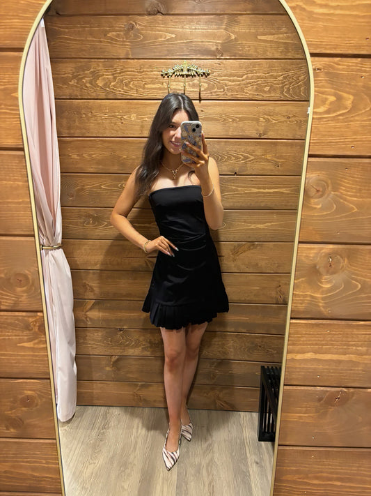 "Gracie" Ruffle Bottom Strapless Mini Dress
