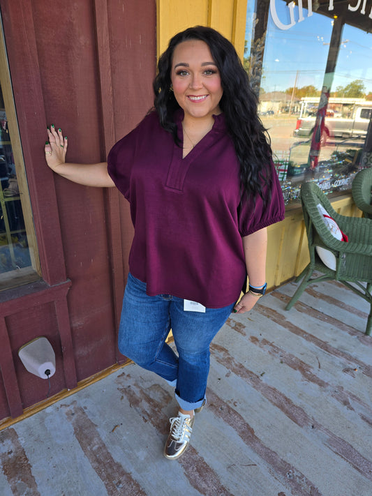 "Novice" Butter soft Curvy Collared top (multiple colors)