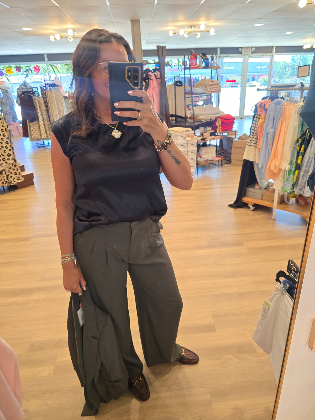 "Emmy" Drop Sleeve Satin Top (Multiple Colors)