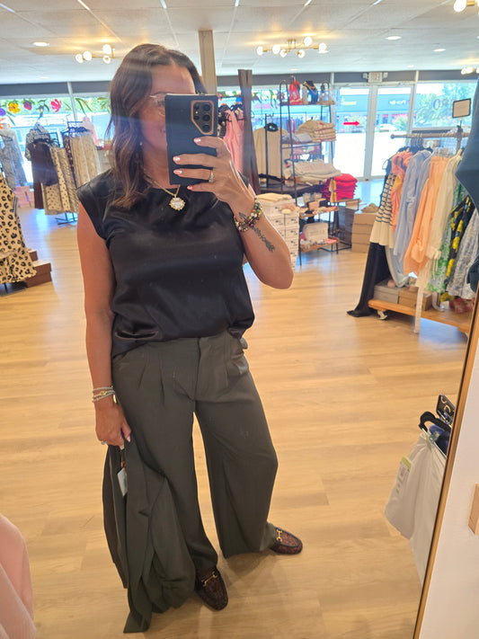 "Emmy" Drop Sleeve Satin Top (Multiple Colors)
