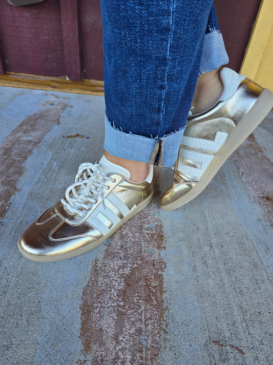 Dirty Laundry Trackstar Metallic Gold Sneakers