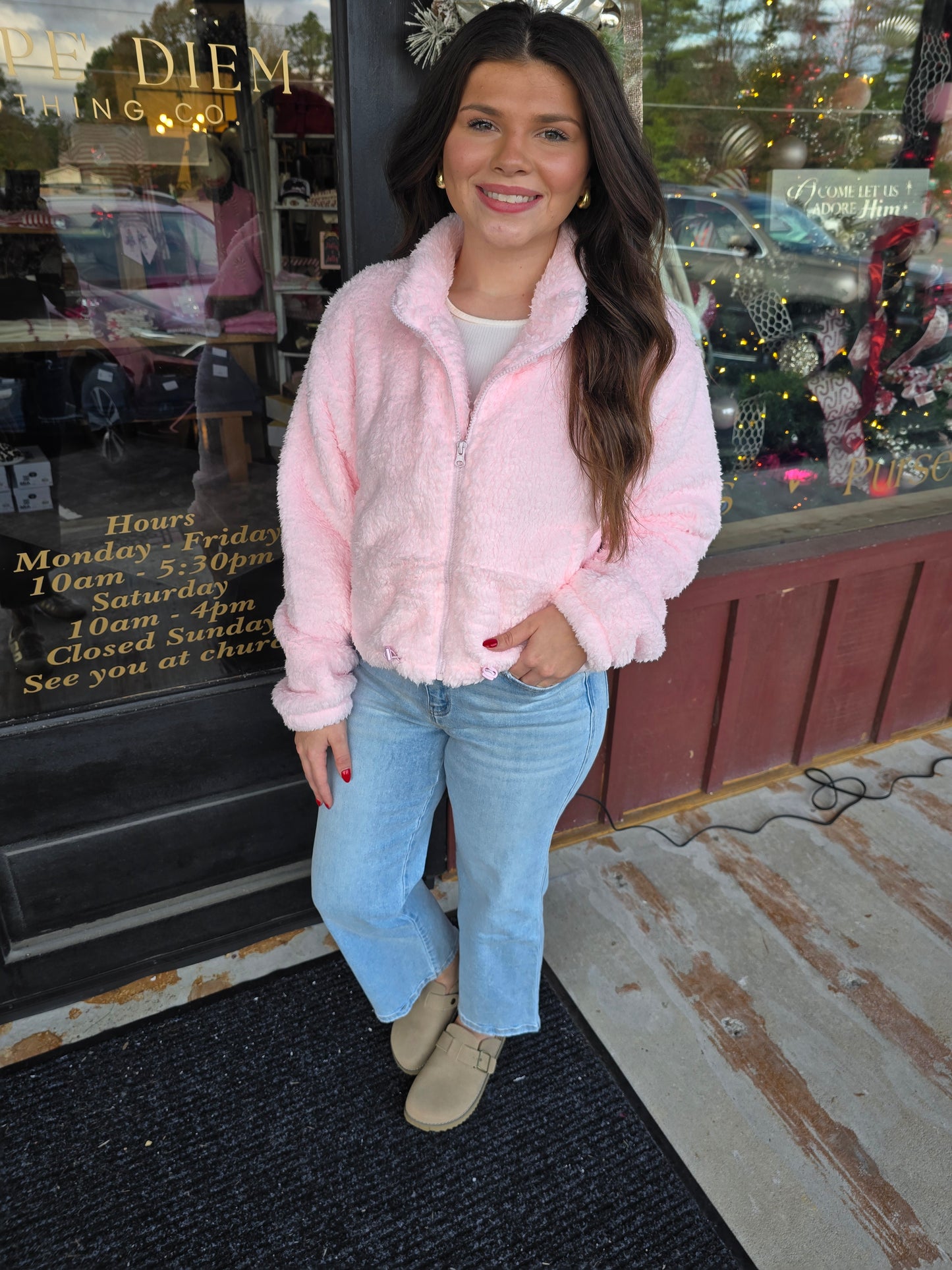 Snuggle Me Up Cozy Pink Full Zip Sherpa