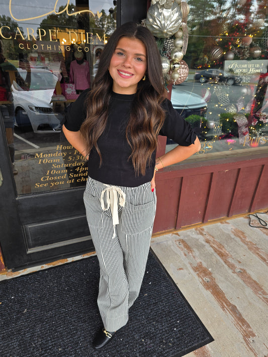 "Jammin" Striped Wide Leg Draw String Pants