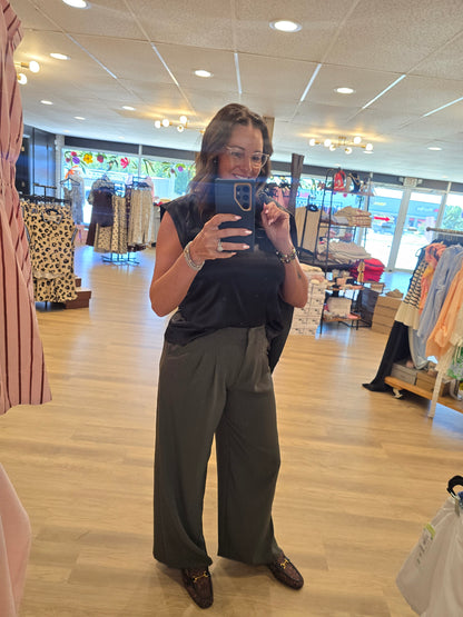 Recycled Wide Leg Pleated Pant (multiple colors)