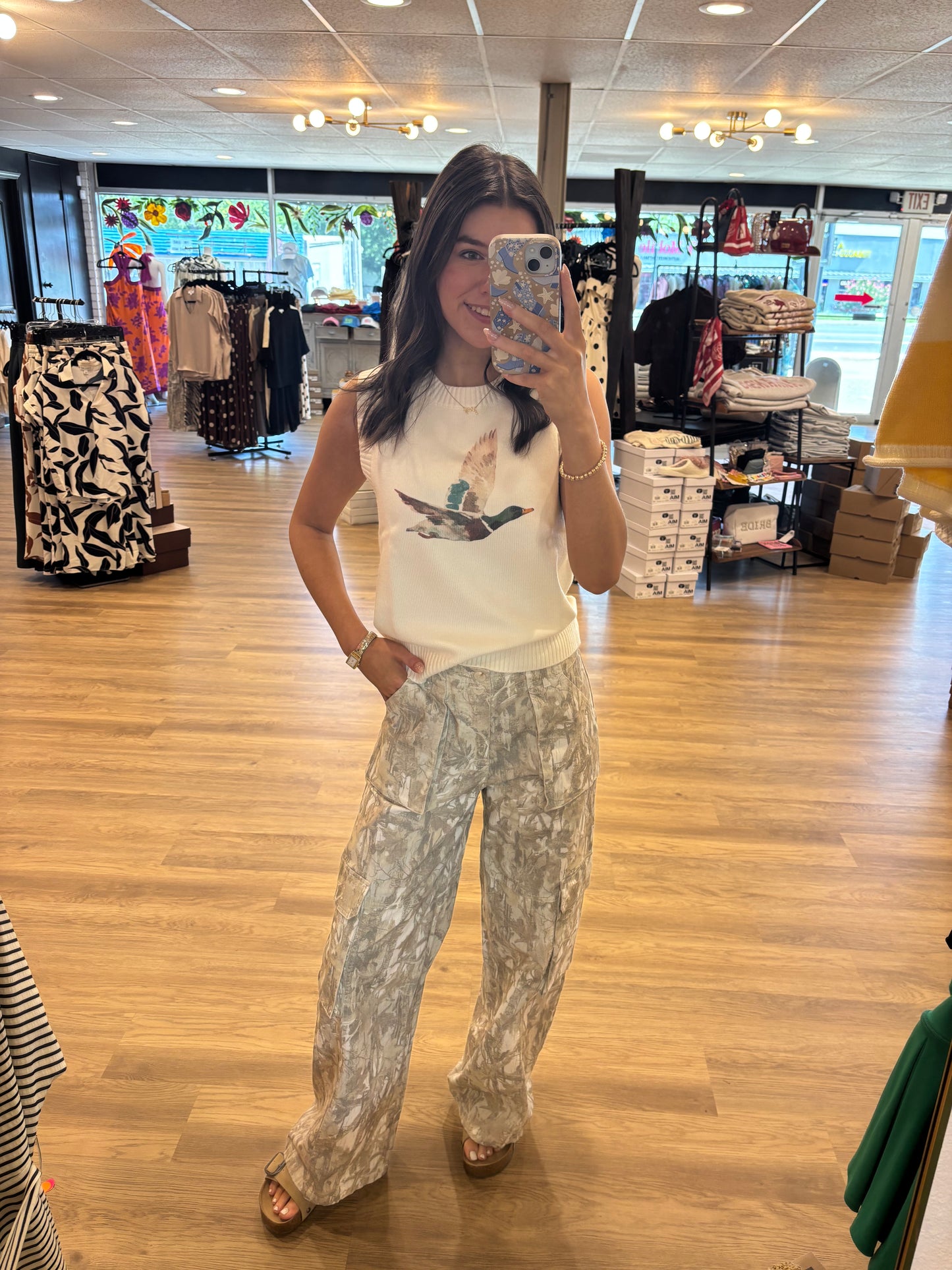 (Cammie) Camo Cargo Denim Pants