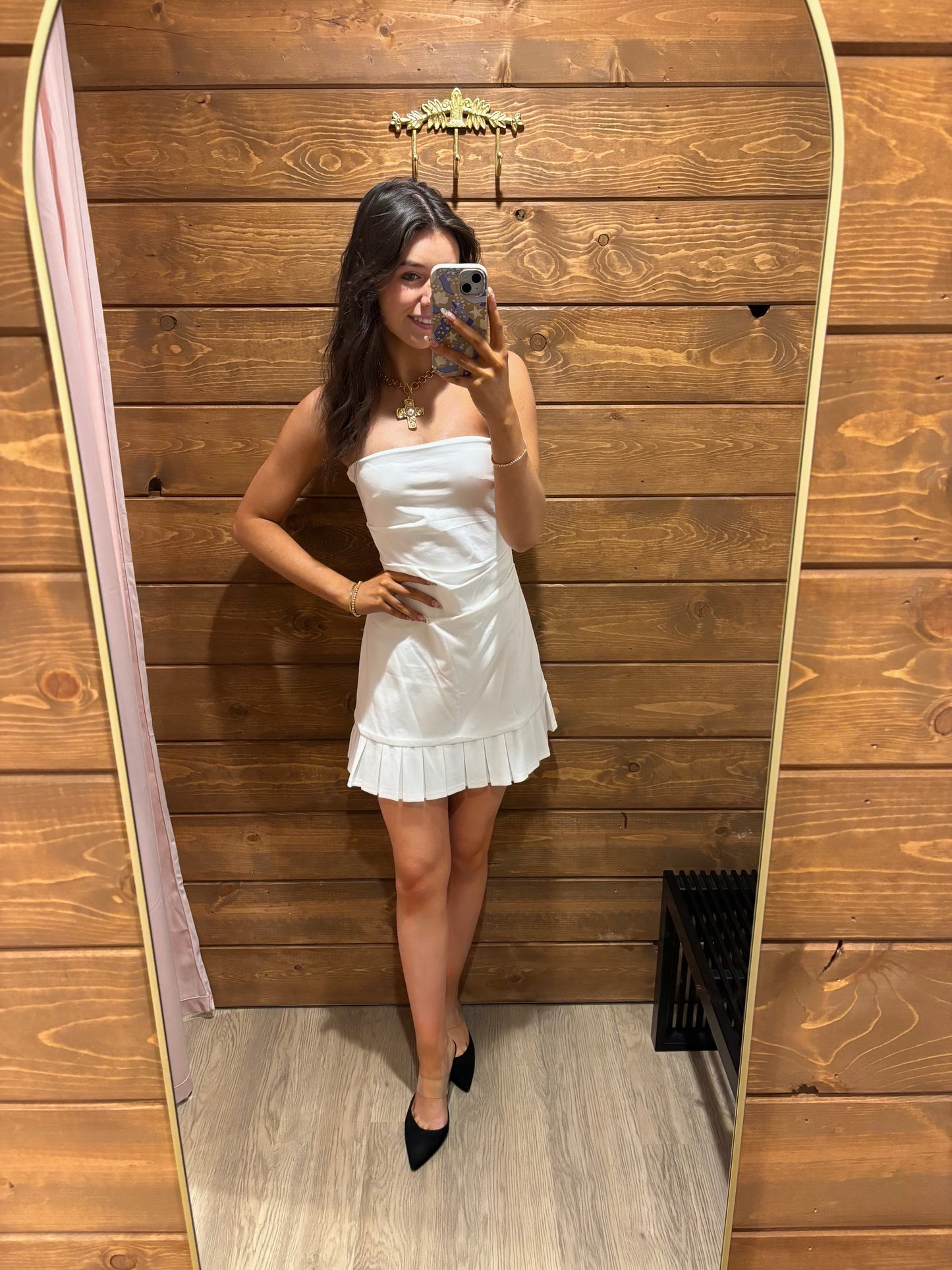 "Gracie" Ruffle Bottom Strapless Mini Dress