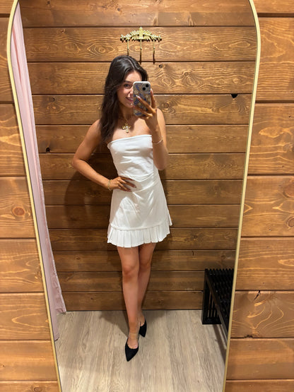 "Gracie" Ruffle Bottom Strapless Mini Dress