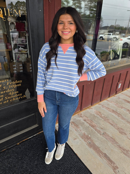 "Sandie" Striped Crewneck