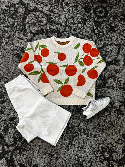"CITRUS" Orange Pattern Sweater